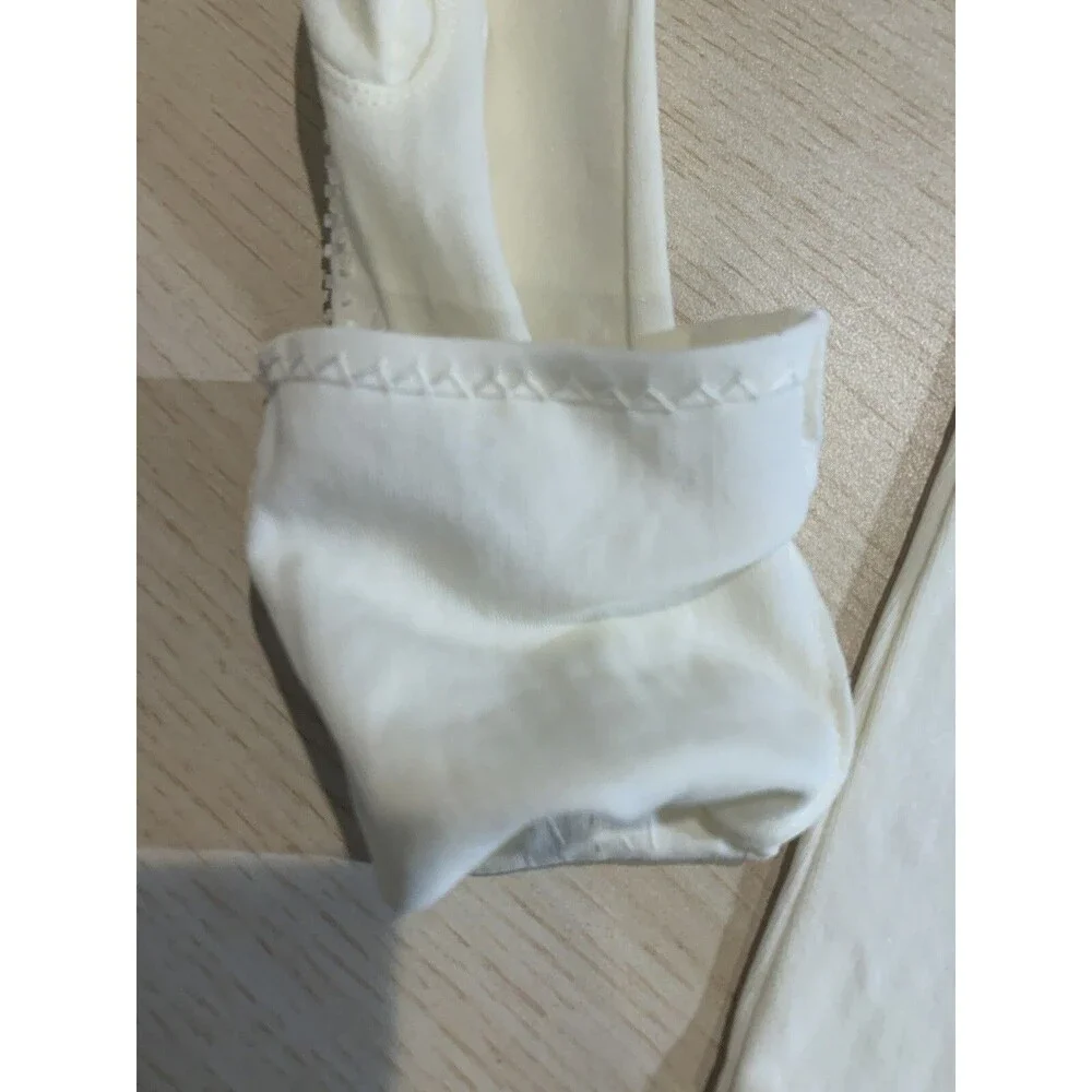 Vintage Gloves~WEAR-RITE White Cotton Gloves Beaded Design Wedding-Bridal 6.5